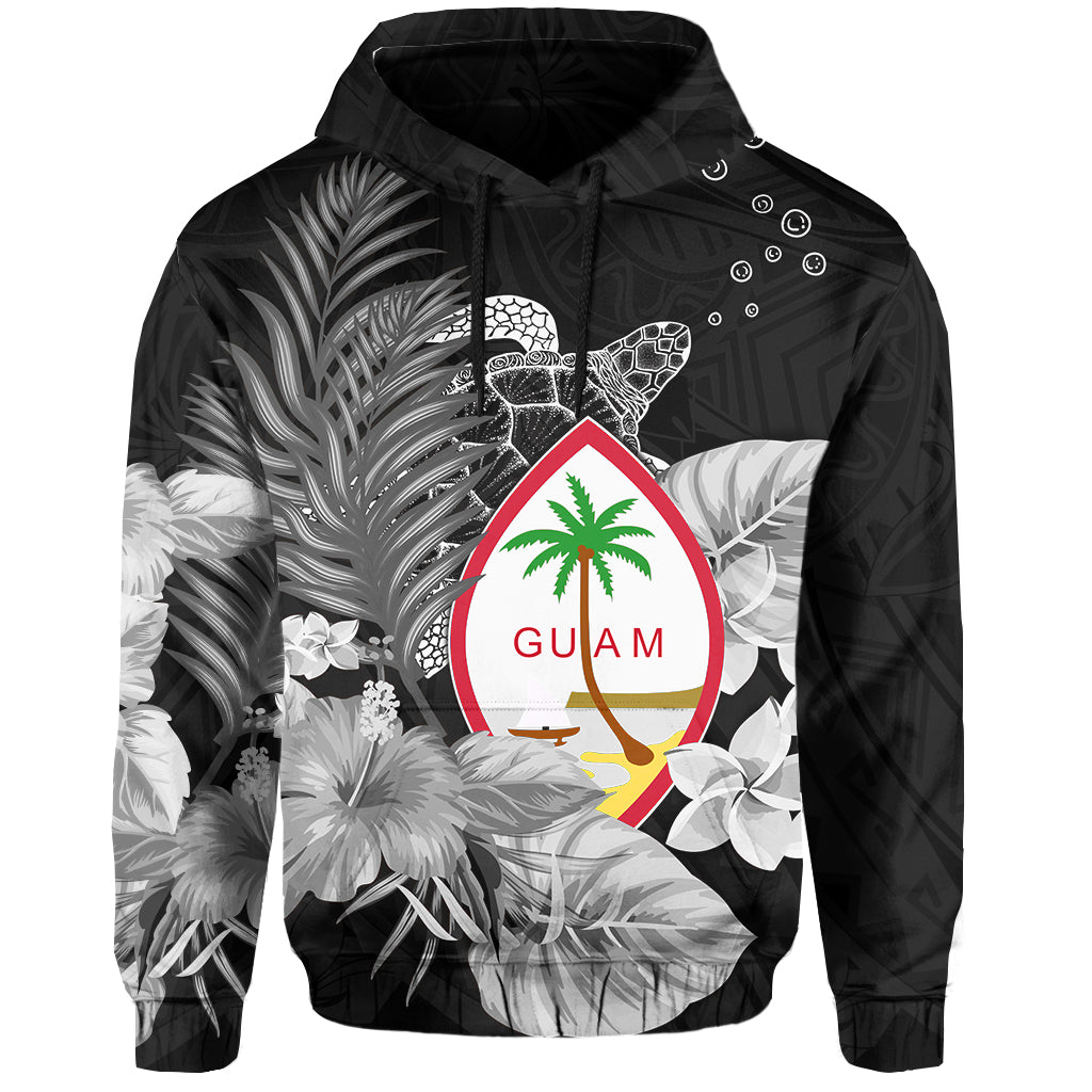 Guam Seal Hoodie Polynesian Turtle with Flowers Version White