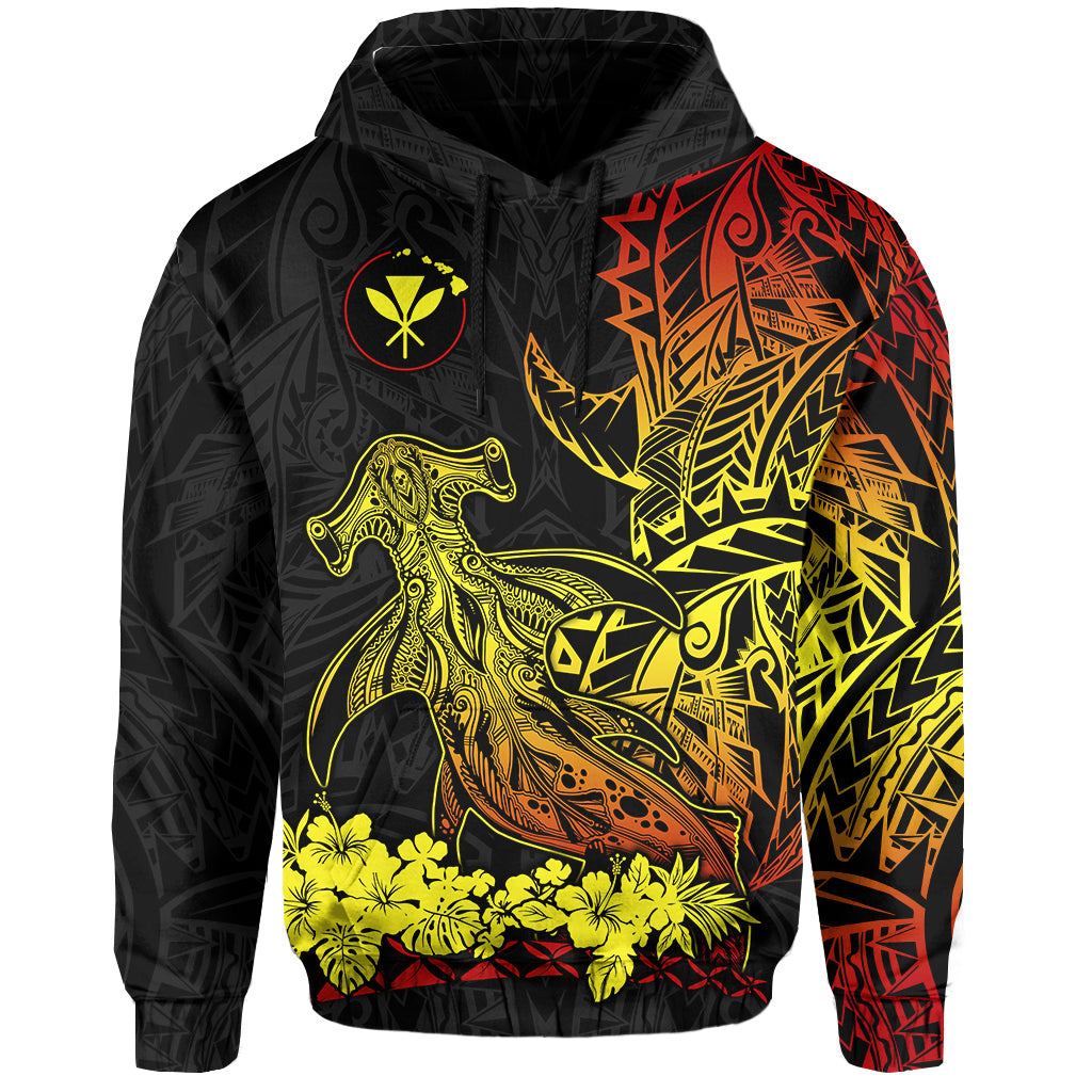Hawaii Polynesian Hoodie Wild Hammerhead Sharks Fresh Life