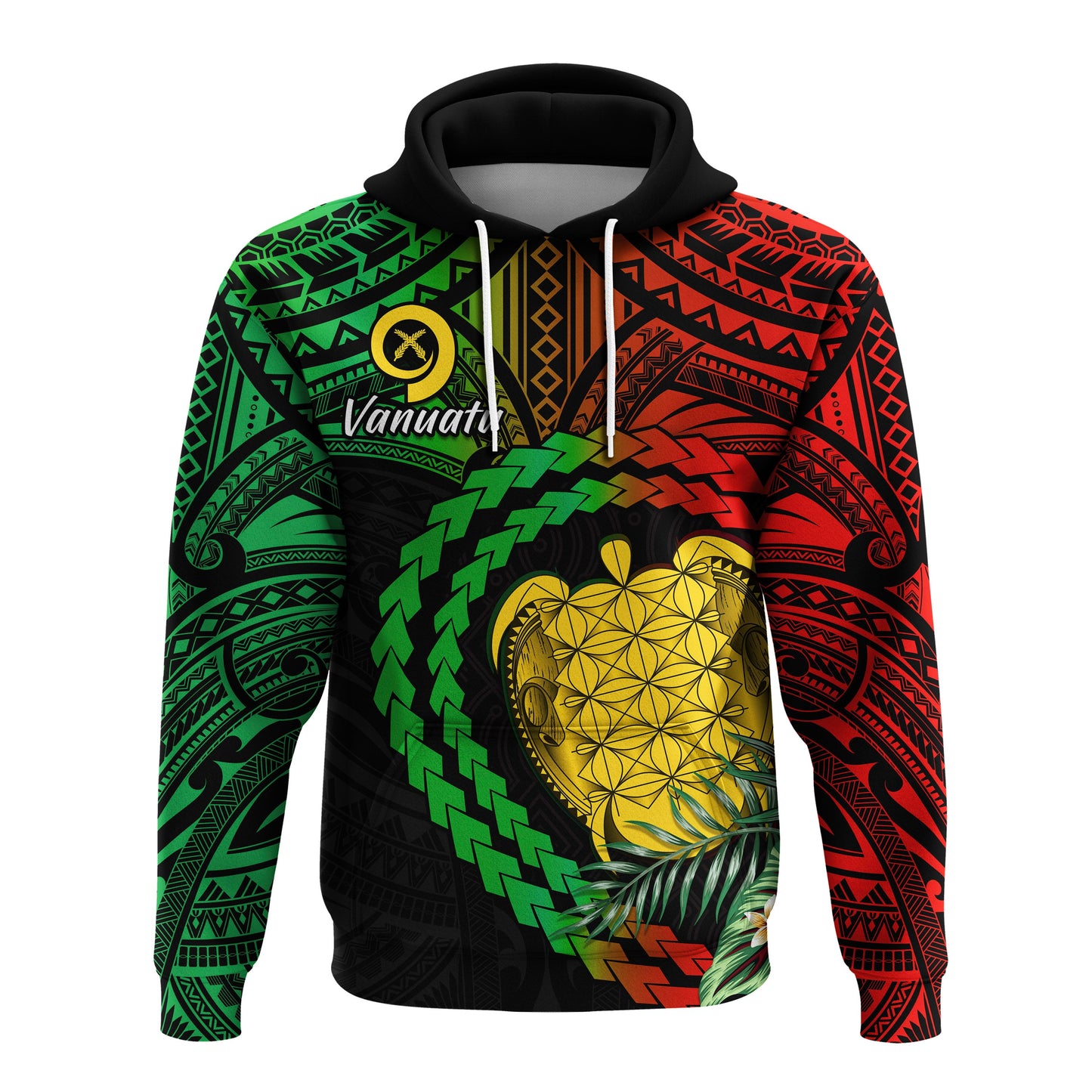Vanuatu Heart Polynesian Hoodie Turtle Sand Drawings