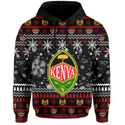 Kenya Christmas Hoodie Shield Mix African Pattern