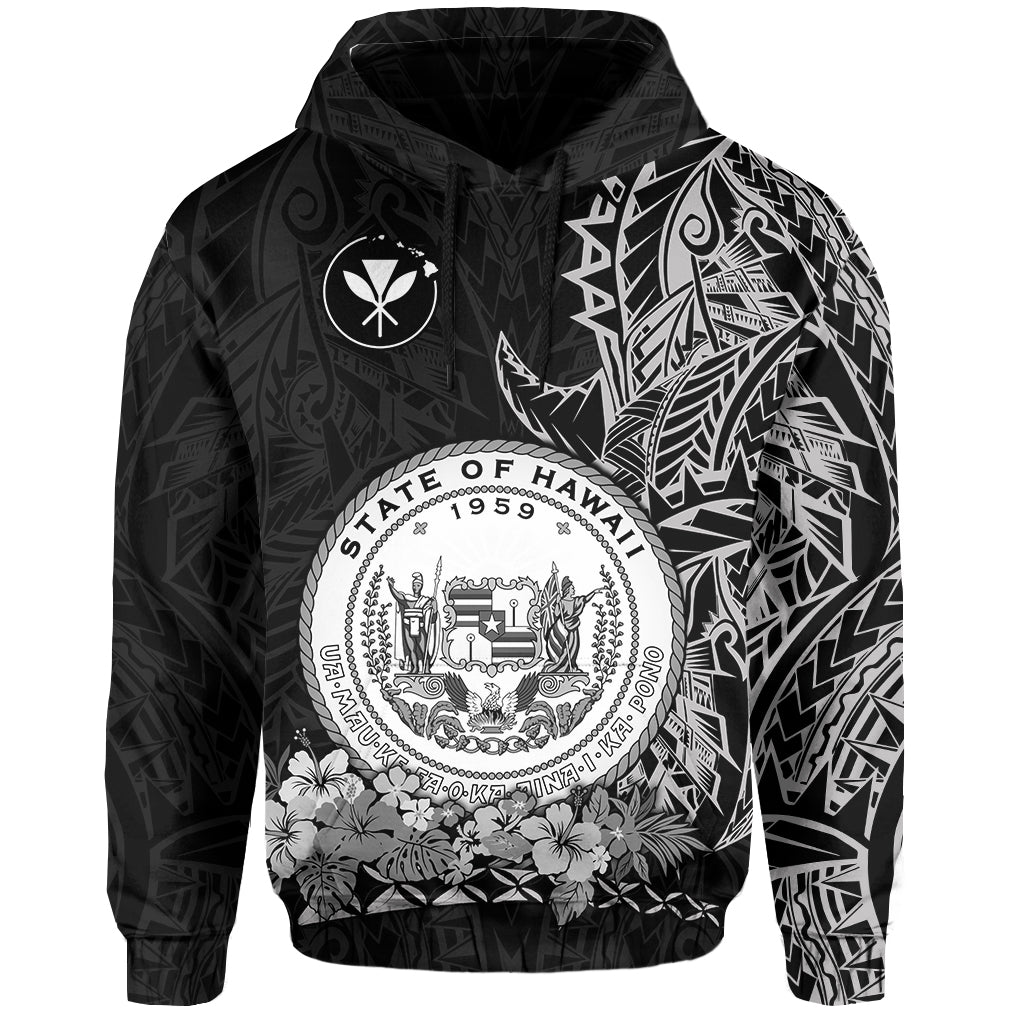 Hawaiian Polynesian Hoodie White Seal of Hawaii