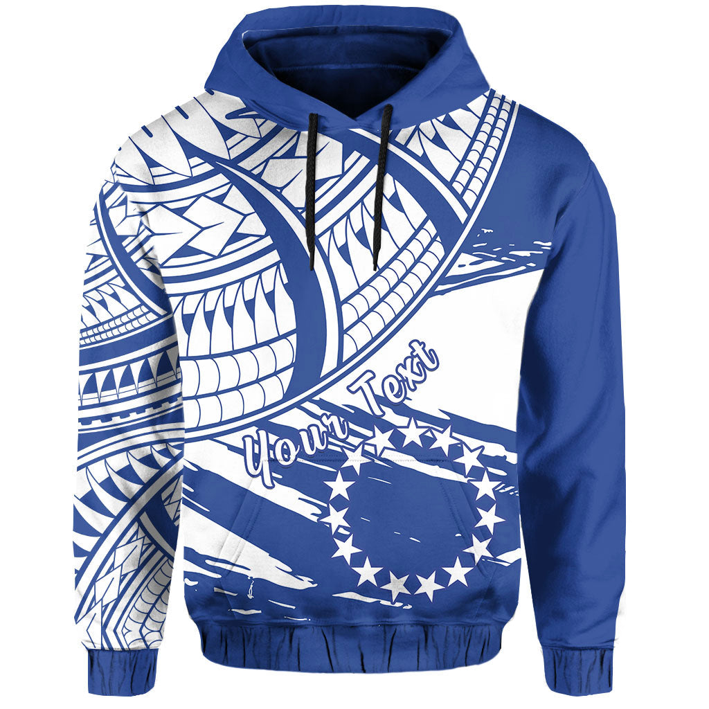 Custom Text  Custom Personalised Cook Islands Hoodie Flag Style Blue With Claw Pattern