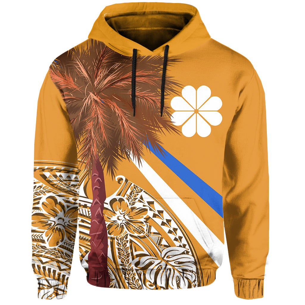 Marshall Islands Polynesian Hoodie Kwajalein toll Palm Tree Orange