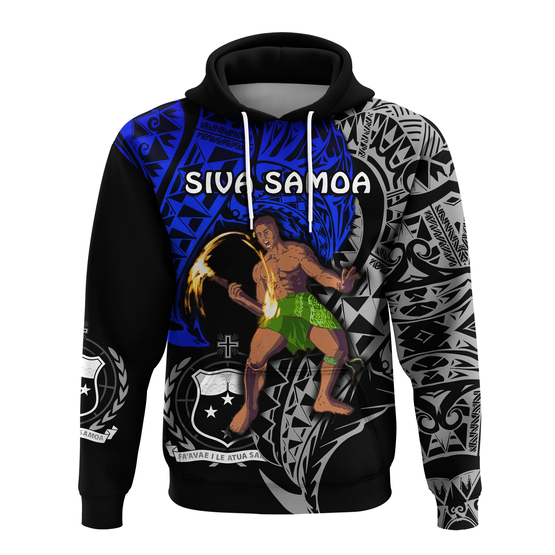 Siva Samoa Hoodie Samoan Dance Mix Blue Polynesian
