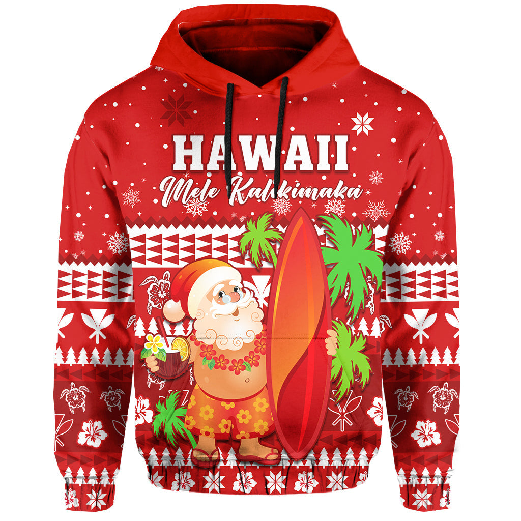 Mele Kalikimaka Hoodie Santa Claus Hawaii Christmas