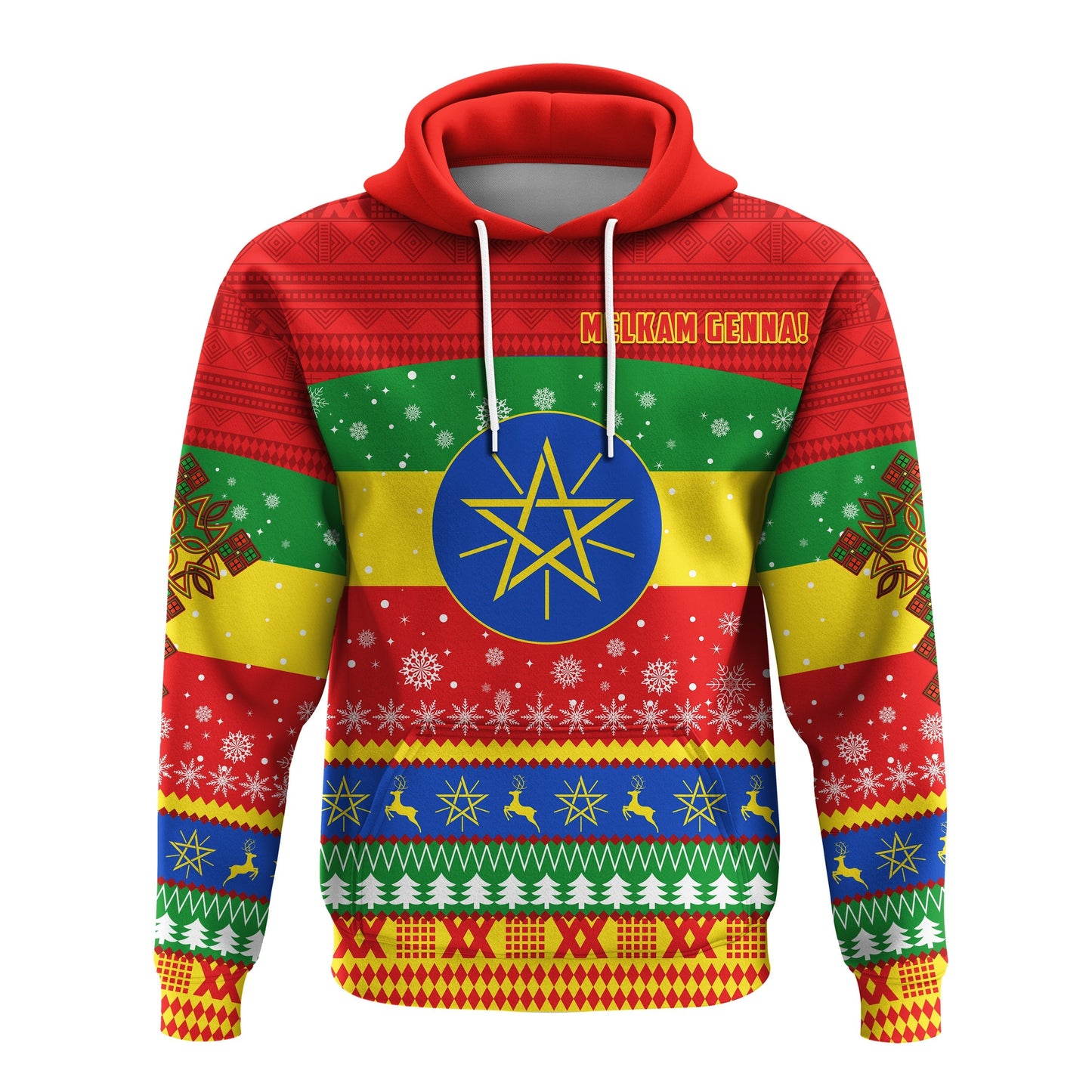 Ethiopia Hoodie Merry Christmas Mix African Pattern