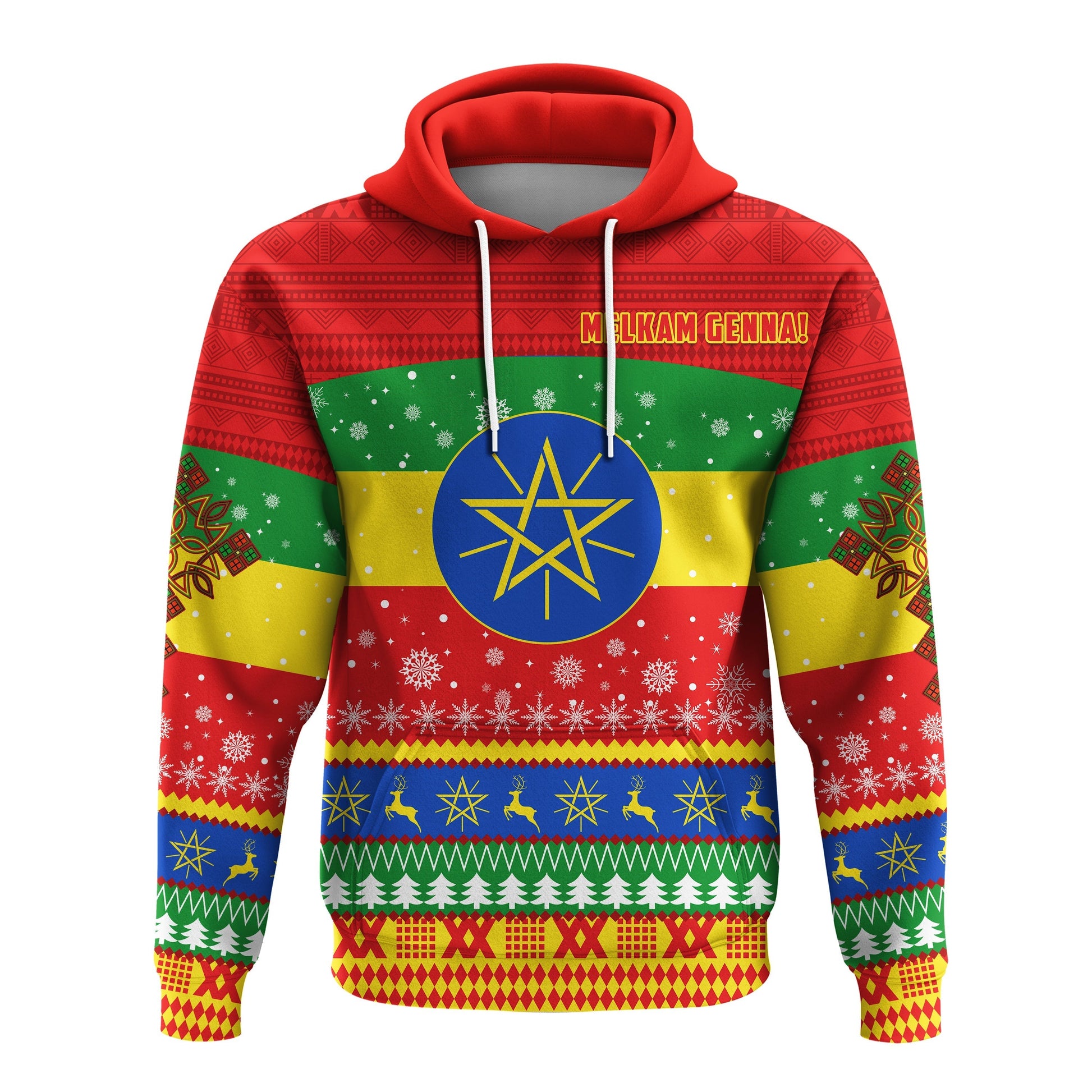 Ethiopia Hoodie Merry Christmas Mix African Pattern
