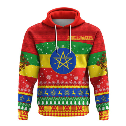 Ethiopia Hoodie Merry Christmas Mix African Pattern