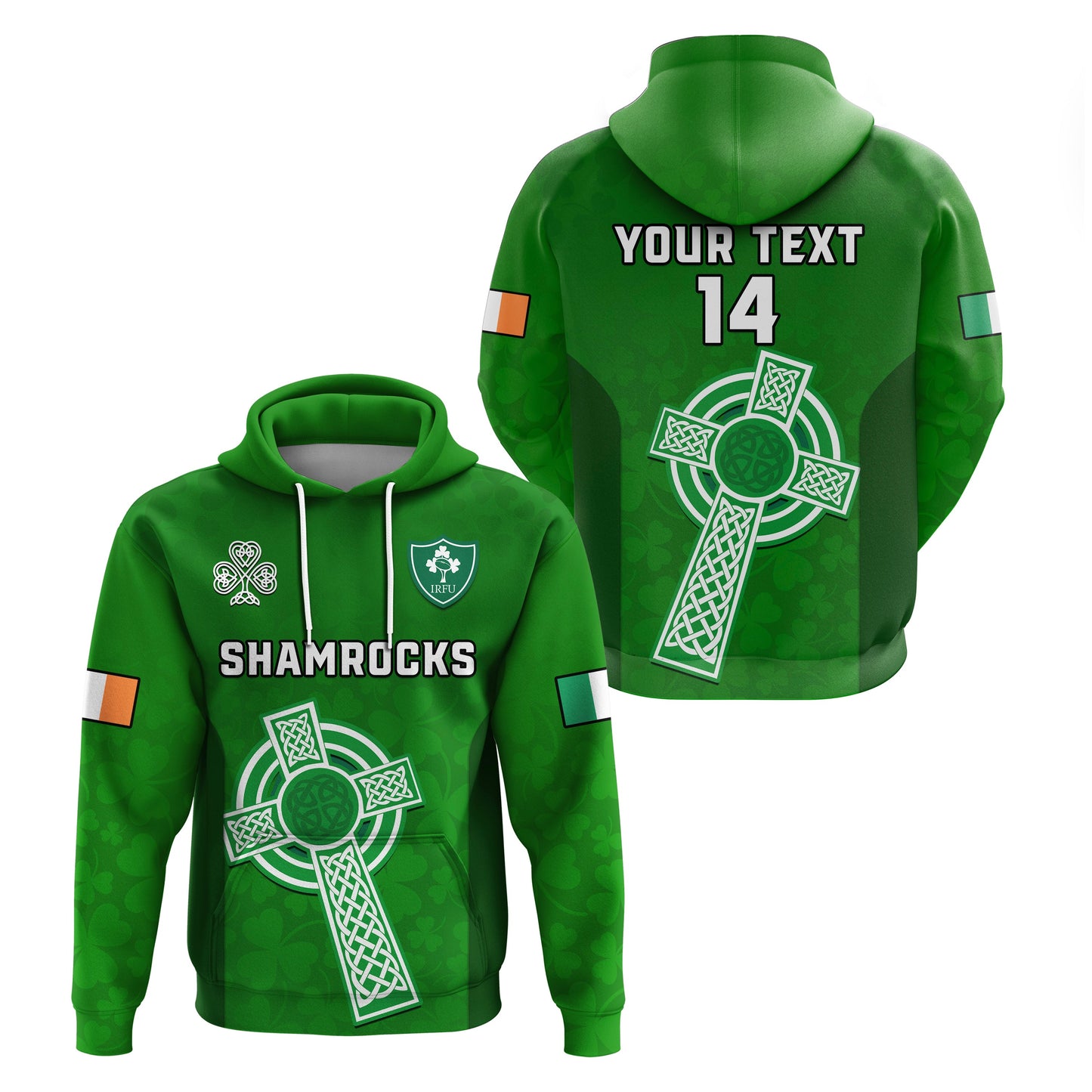 Custom Ireland Rugby Go Shamrocks Hoodie