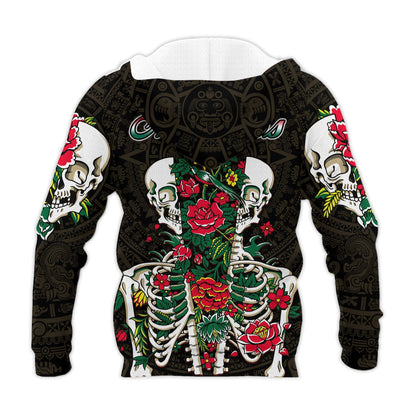 Mexico Hoodie Floral Skull Dia De Los Muertos