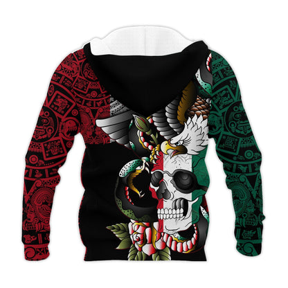 Mexico Hoodie Mexican Skull Eagle With Angry Snake