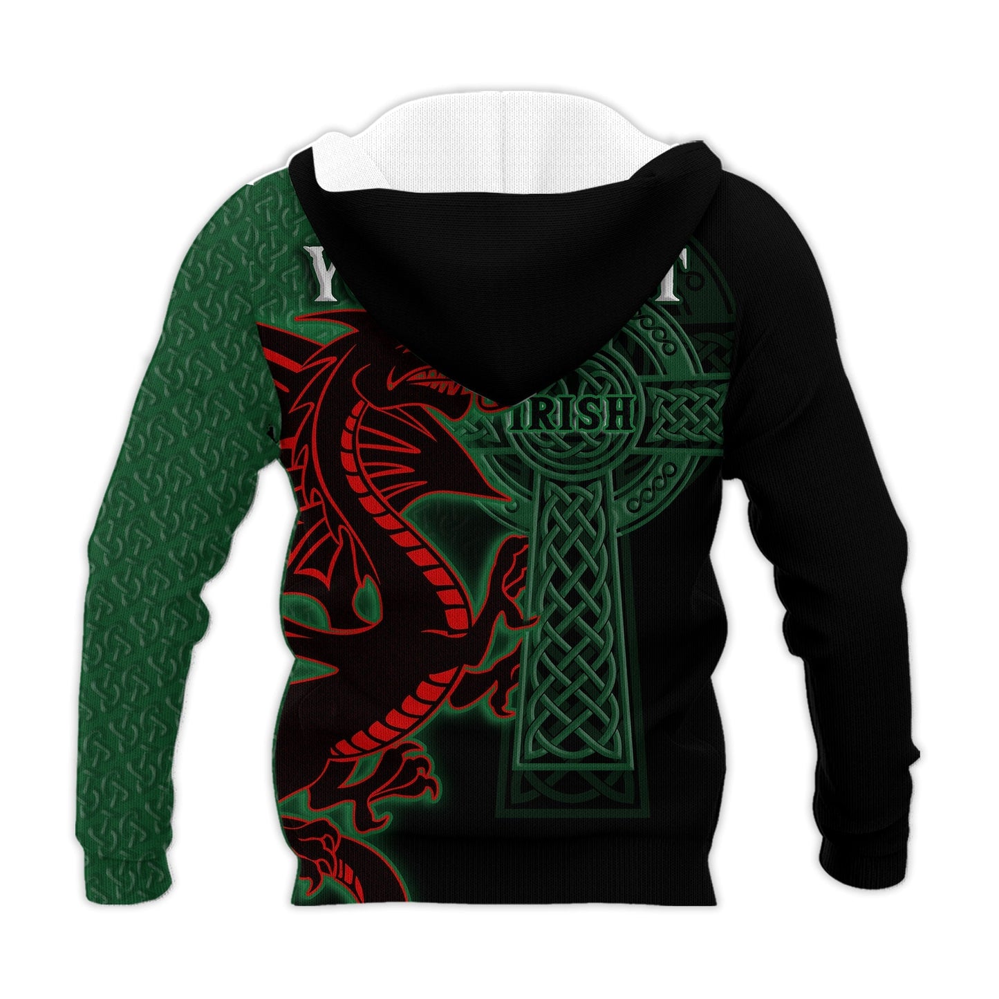 Custom Ireland Hoodie The Shamrock Celtic Cross Mix Dragon