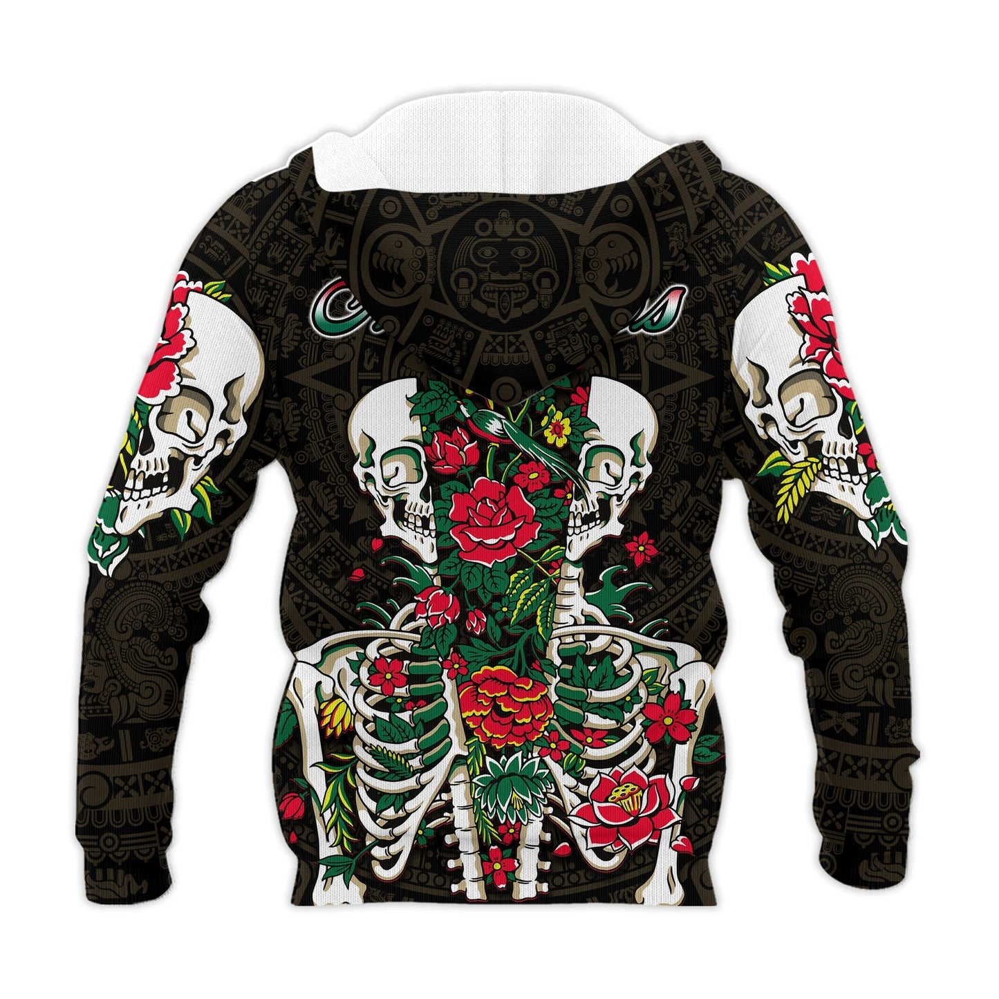 Mexico Hoodie Floral Skull Dia De Los Muertos