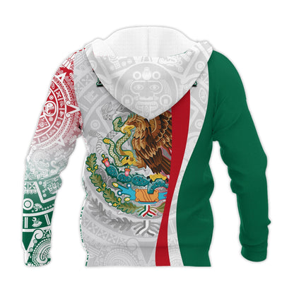Custom Personalised Mexico Hoodie Mexican Eagles Aztec Pattern