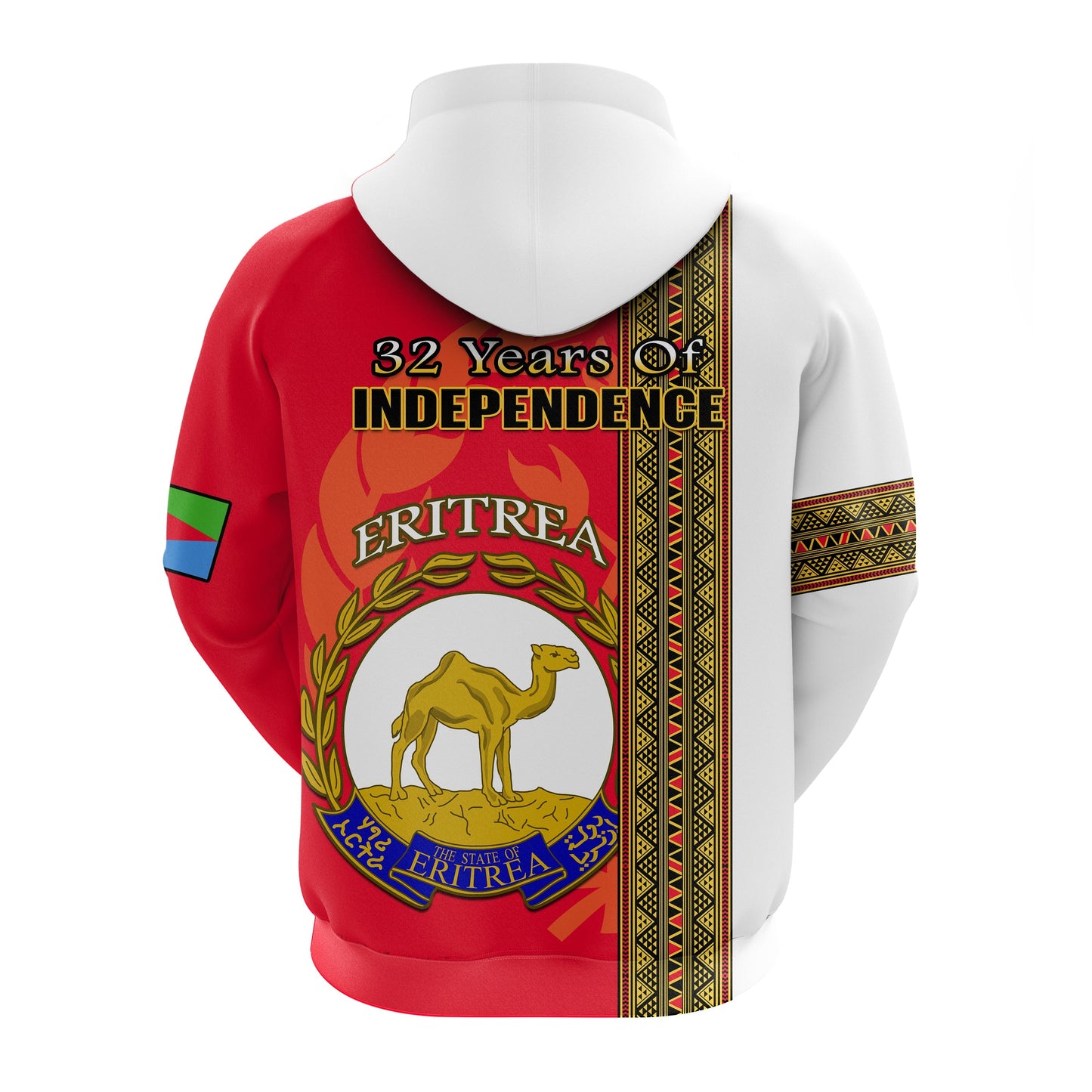 Eritrea Hoodie African Pattern Happy Independence Day Version White
