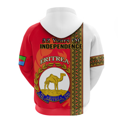 Eritrea Hoodie African Pattern Happy Independence Day Version White