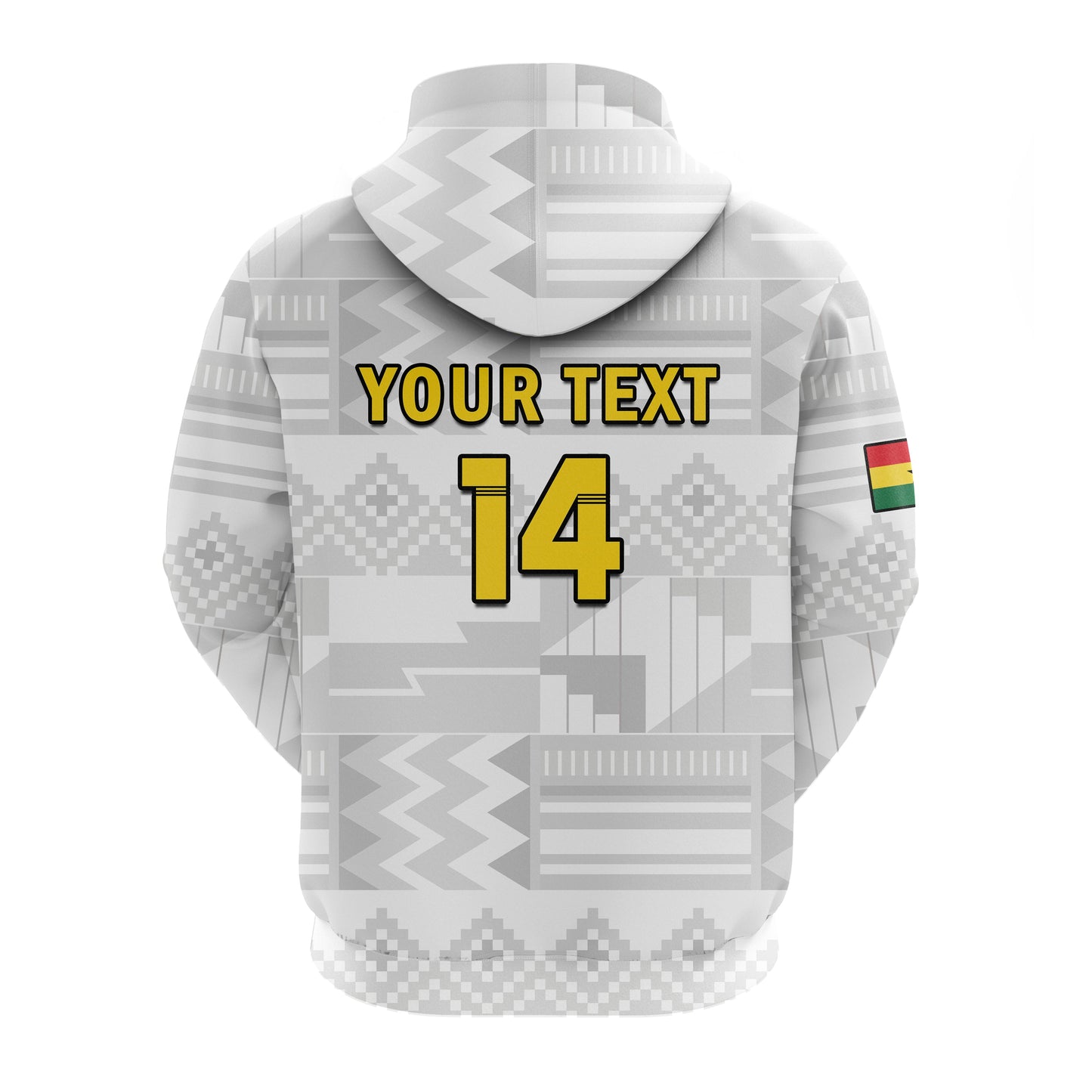 Custom Ghana Football Hoodie Black Stars Kente Football 2022 White