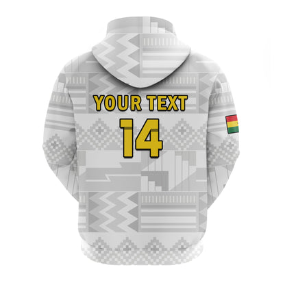 Custom Ghana Football Hoodie Black Stars Kente Football 2022 White