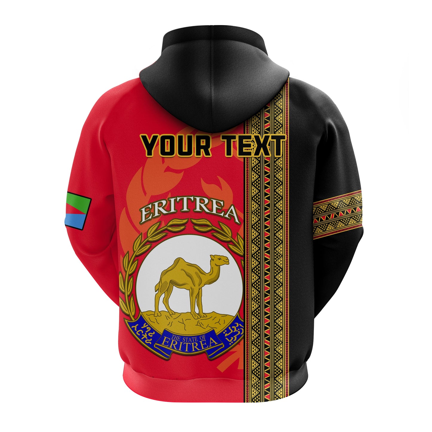 Custom Eritrea Hoodie African Pattern Happy Independence Day Version Black