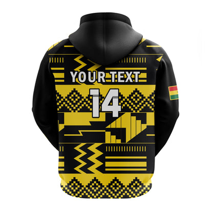 Custom Ghana Football Hoodie Black Stars Kente Football 2022 Yellow