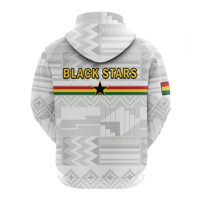 Ghana Football Hoodie Black Stars Kente Football 2022 White
