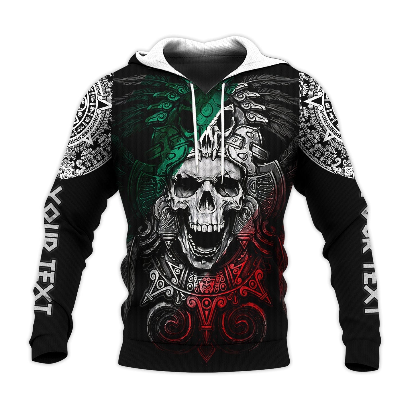 Custom Personalised Mexico Hoodie Skull Eagle Aztec