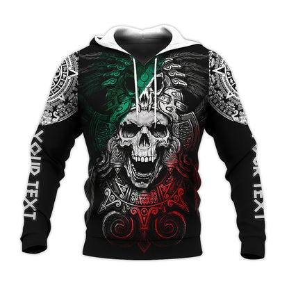 Custom Personalised Mexico Hoodie Skull Eagle Aztec