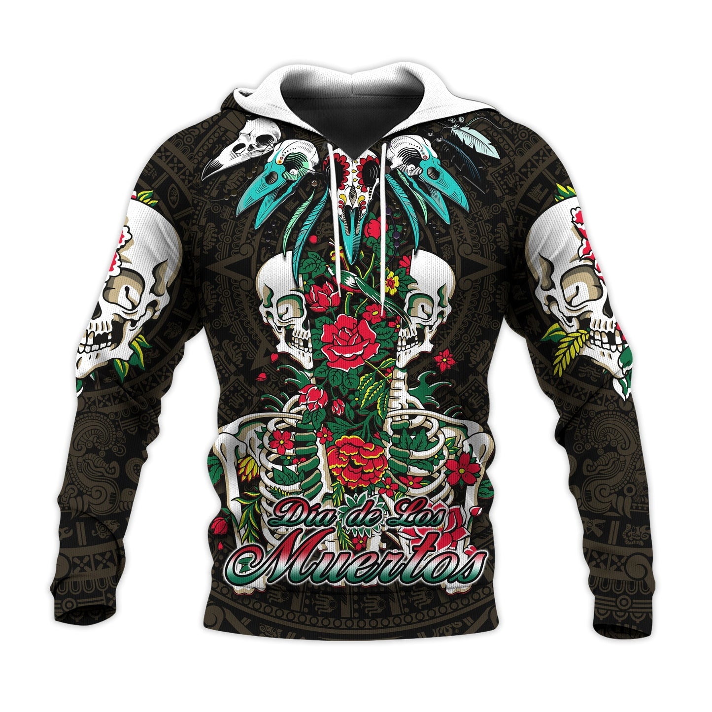 Mexico Hoodie Floral Skull Dia De Los Muertos