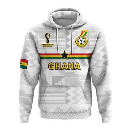 Ghana Football Hoodie Black Stars Kente Football 2022 White