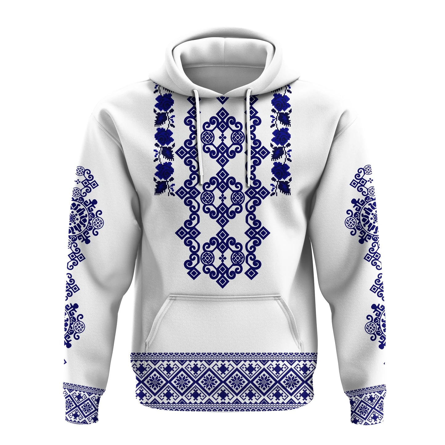 Custom Ukraine Hoodie Navy Ukrainian Folk