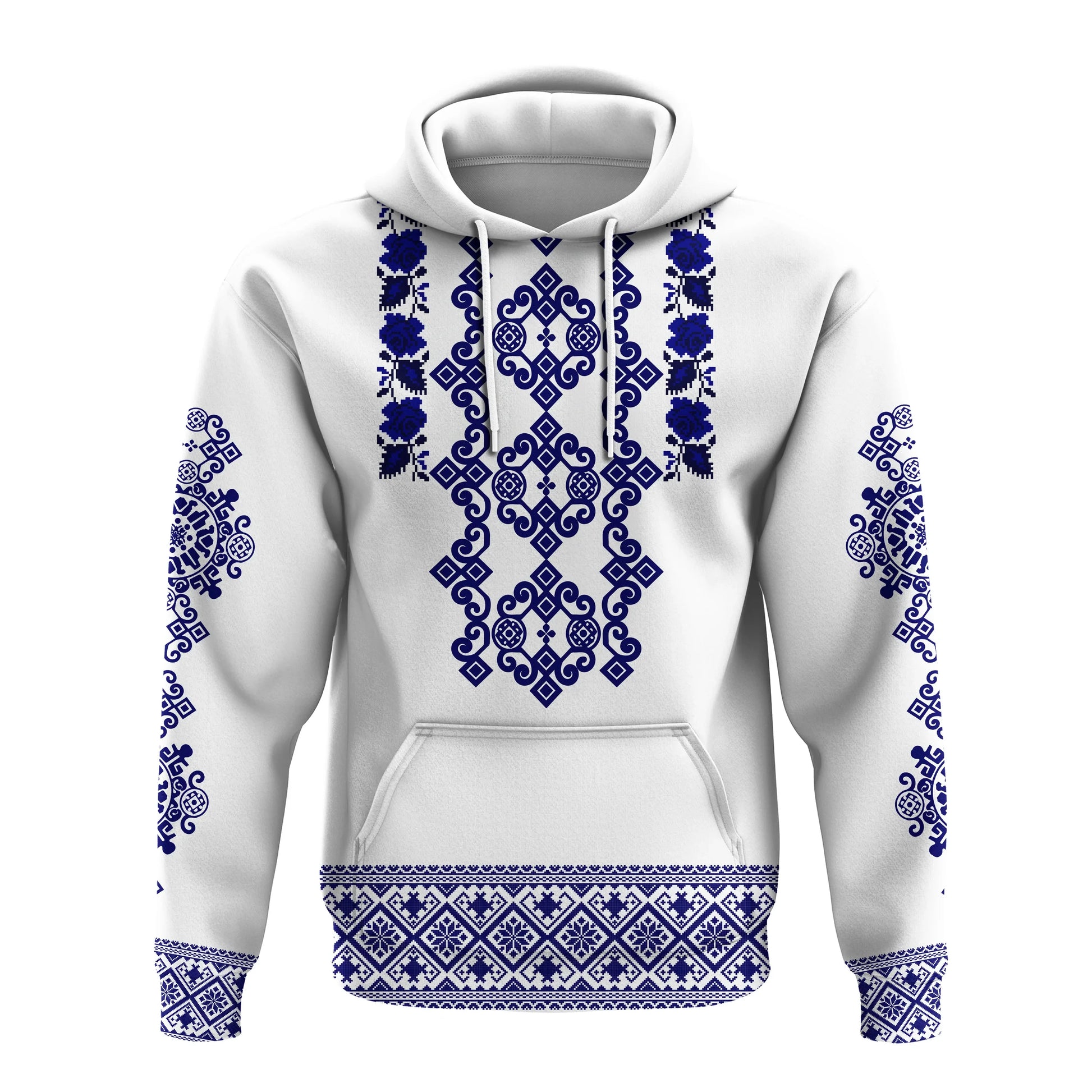 Custom Ukraine Hoodie Navy Ukrainian Folk