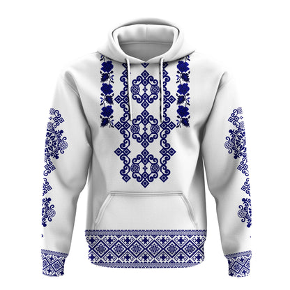 Custom Ukraine Hoodie Navy Ukrainian Folk