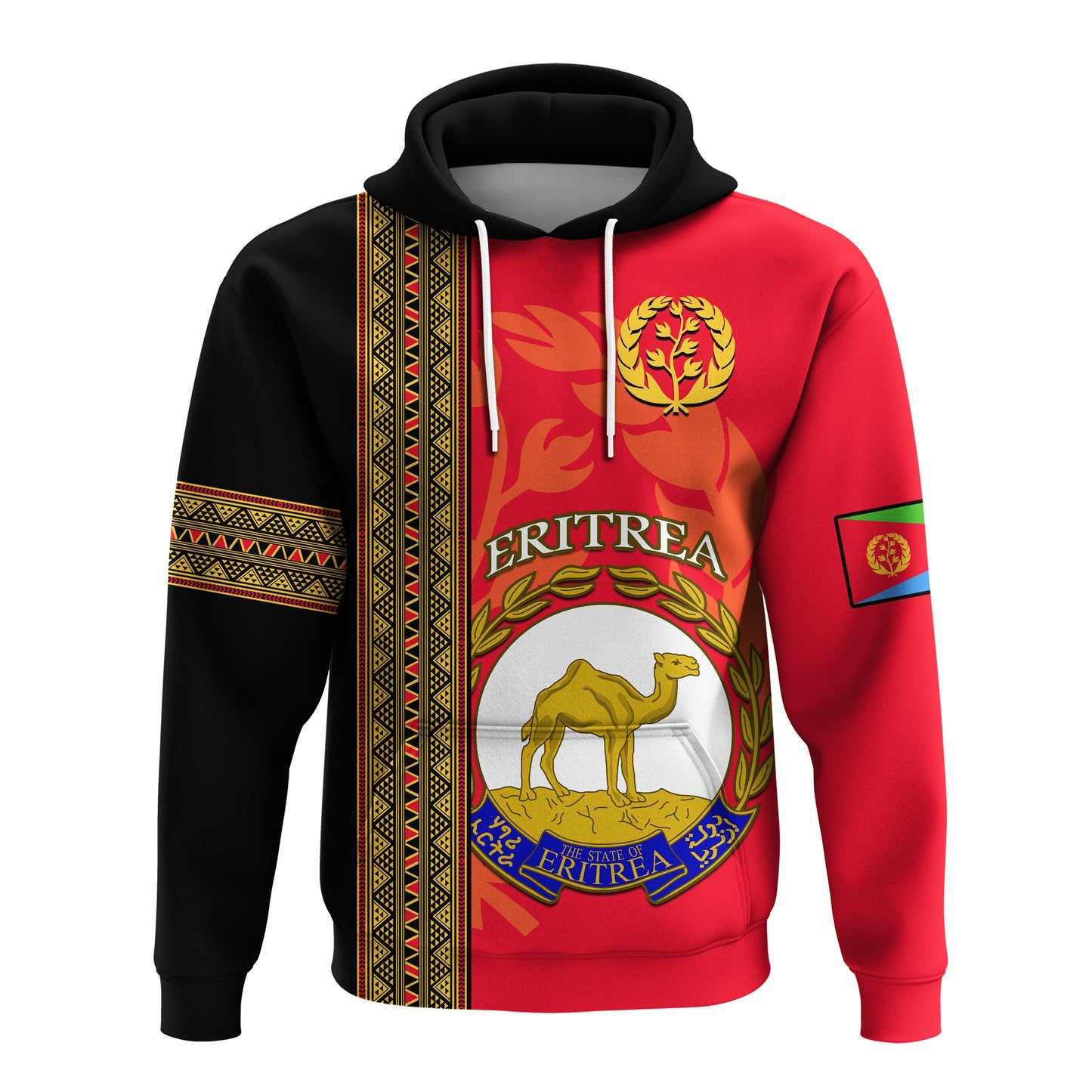 Custom Eritrea Hoodie African Pattern Happy Independence Day Version Black