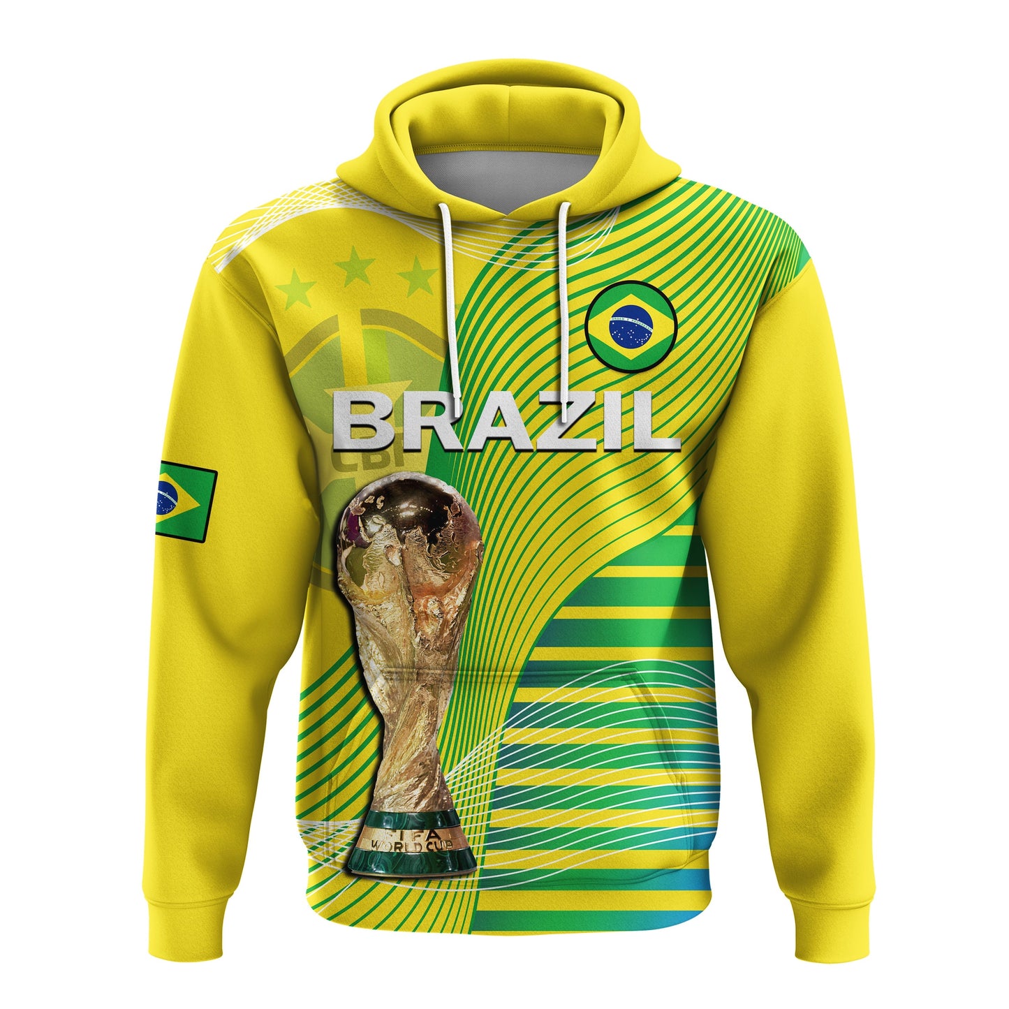 Custom Brazil Football Hoodie Canarinha Champions WC 2022