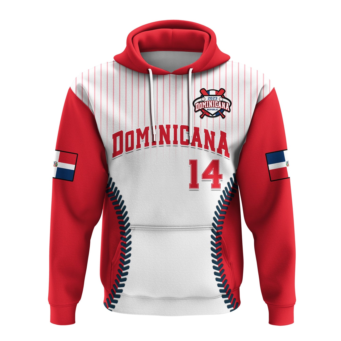 Custom Dominican Republic Baseball 2023 Hoodie Version White