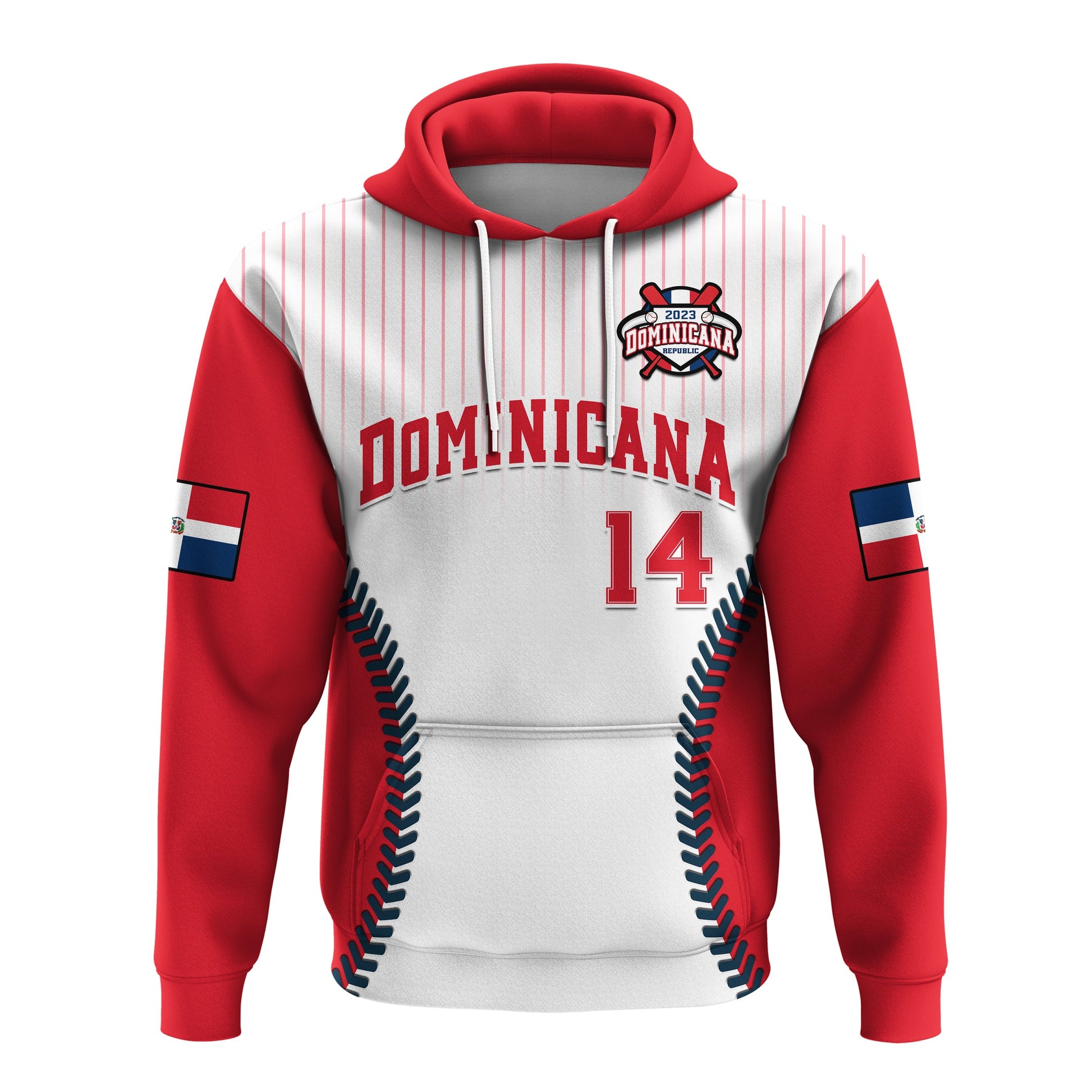 Custom Dominican Republic Baseball 2023 Hoodie Version White