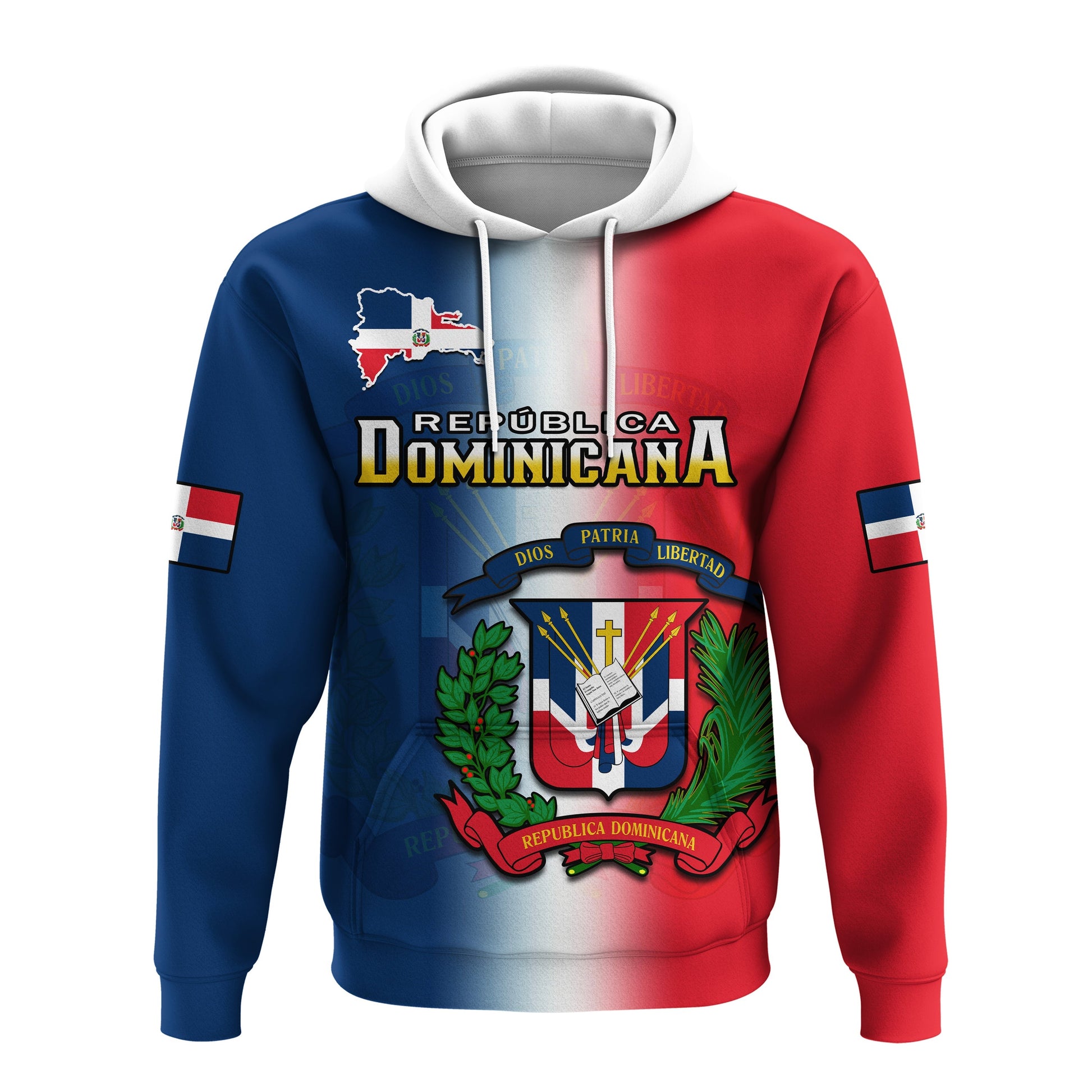 Dominican Republic Hoodie Dominicana Coat Of Arms Gradient Style