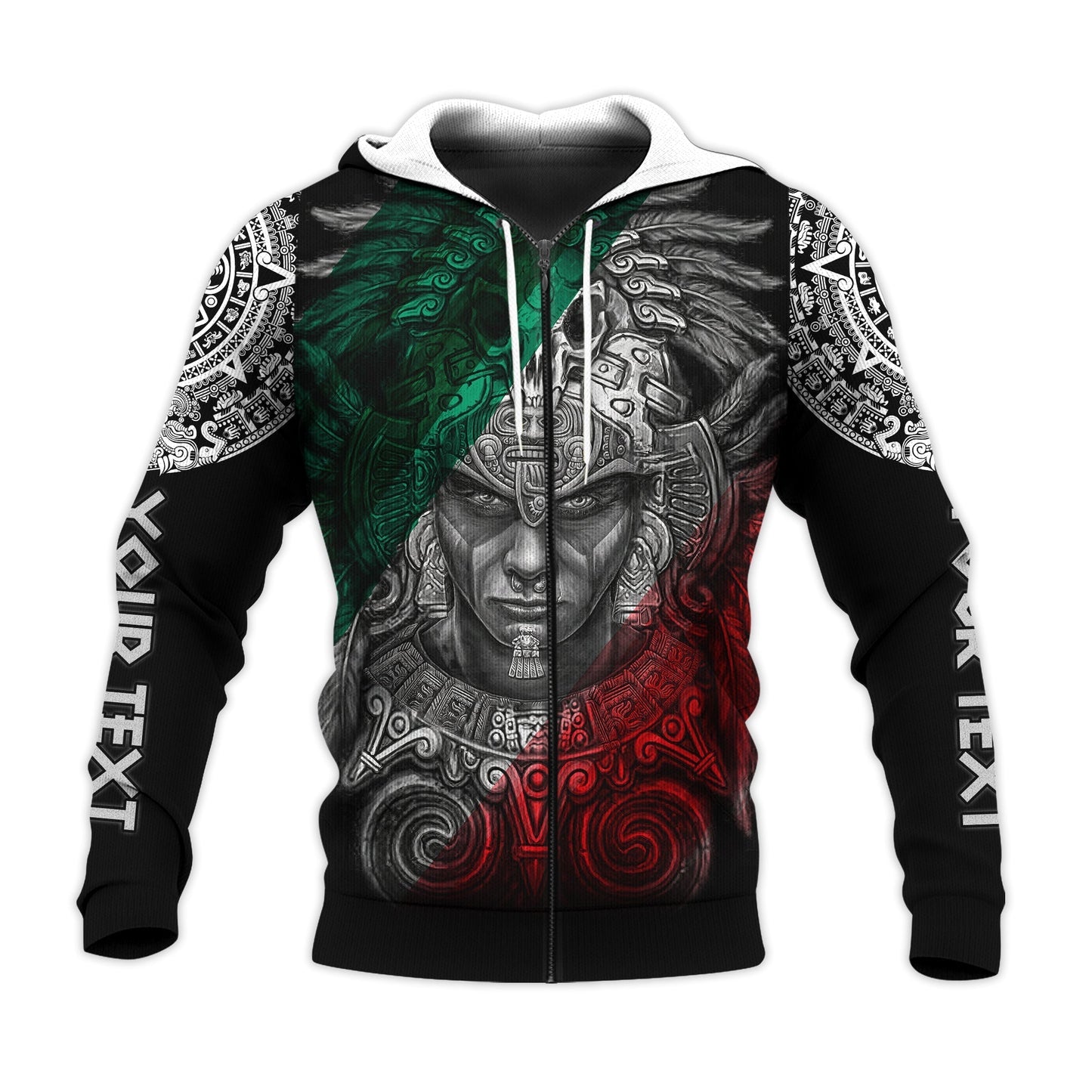 Custom Personalised Mexico Hoodie Warrior Eagle Aztec