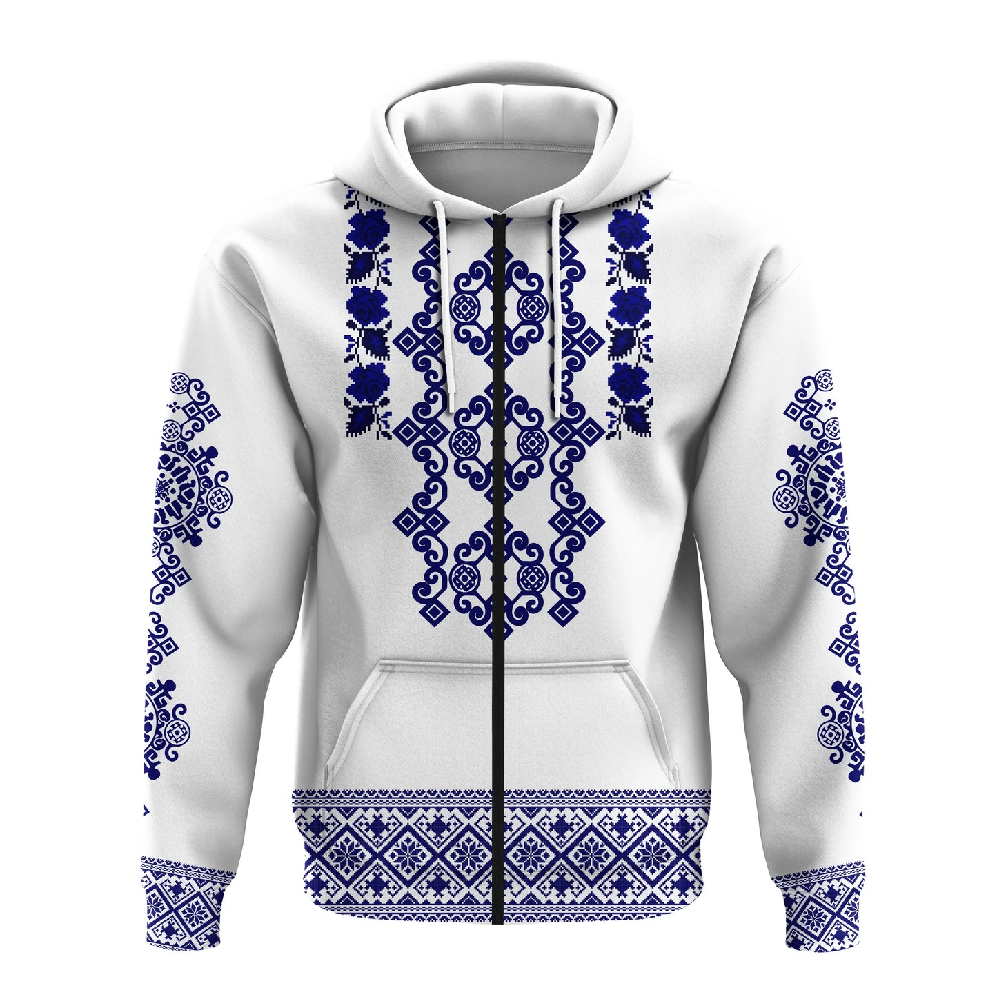 Custom Ukraine Hoodie Navy Ukrainian Folk