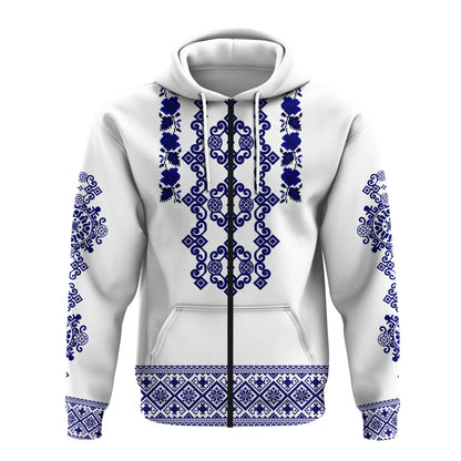 Custom Ukraine Hoodie Navy Ukrainian Folk