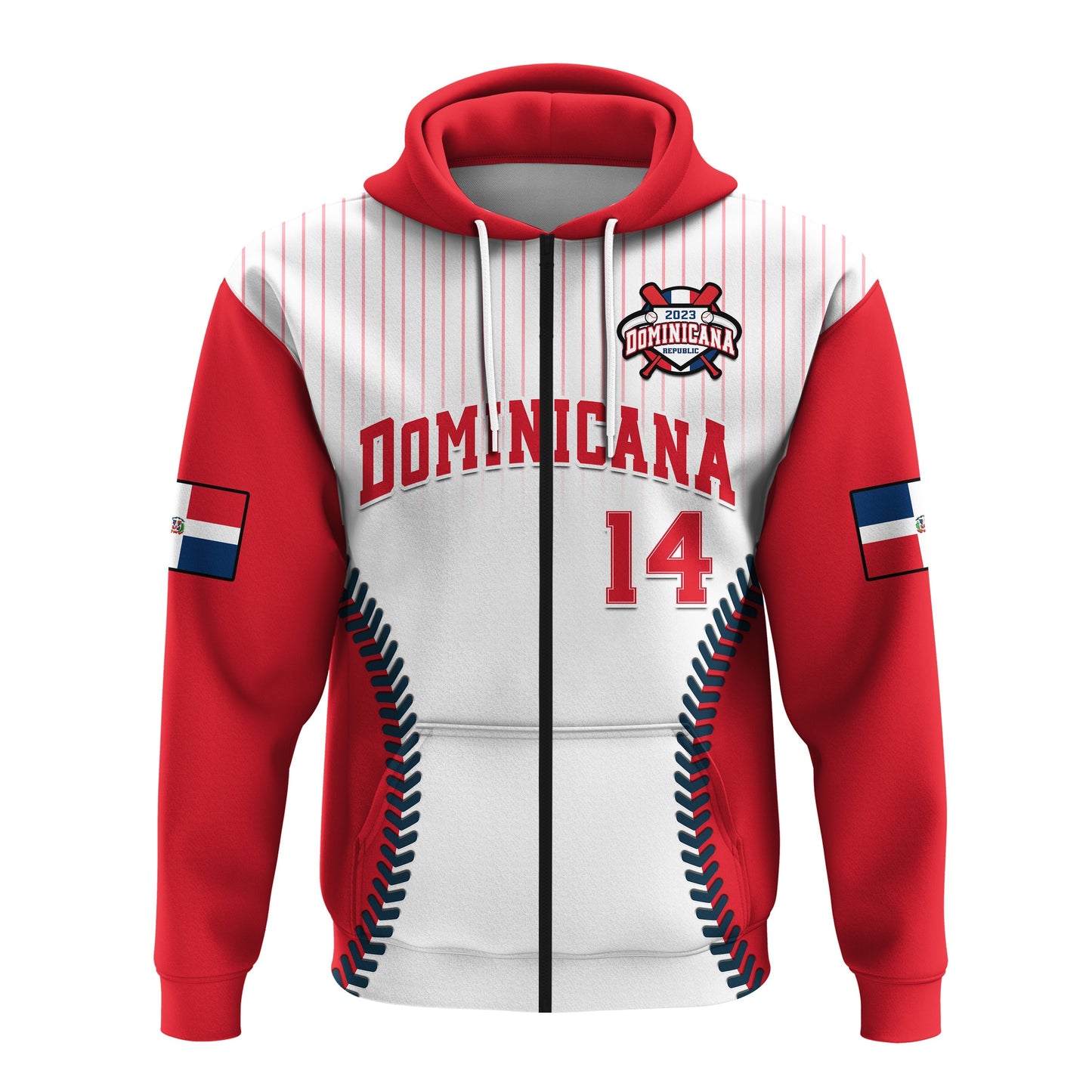 Custom Dominican Republic Baseball 2023 Hoodie Version White