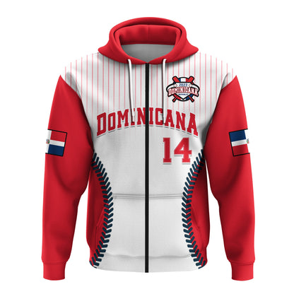 Custom Dominican Republic Baseball 2023 Hoodie Version White