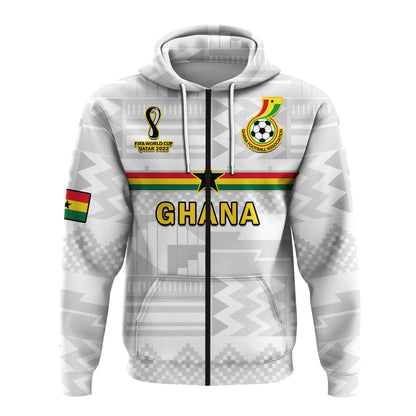 Ghana Football Hoodie Black Stars Kente Football 2022 White