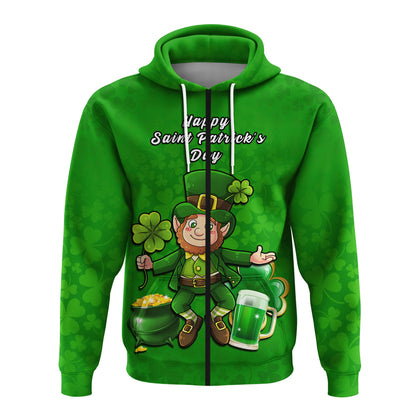 Ireland Hoodie Saint Patricks Day Happy Leprechaun And Shamrock