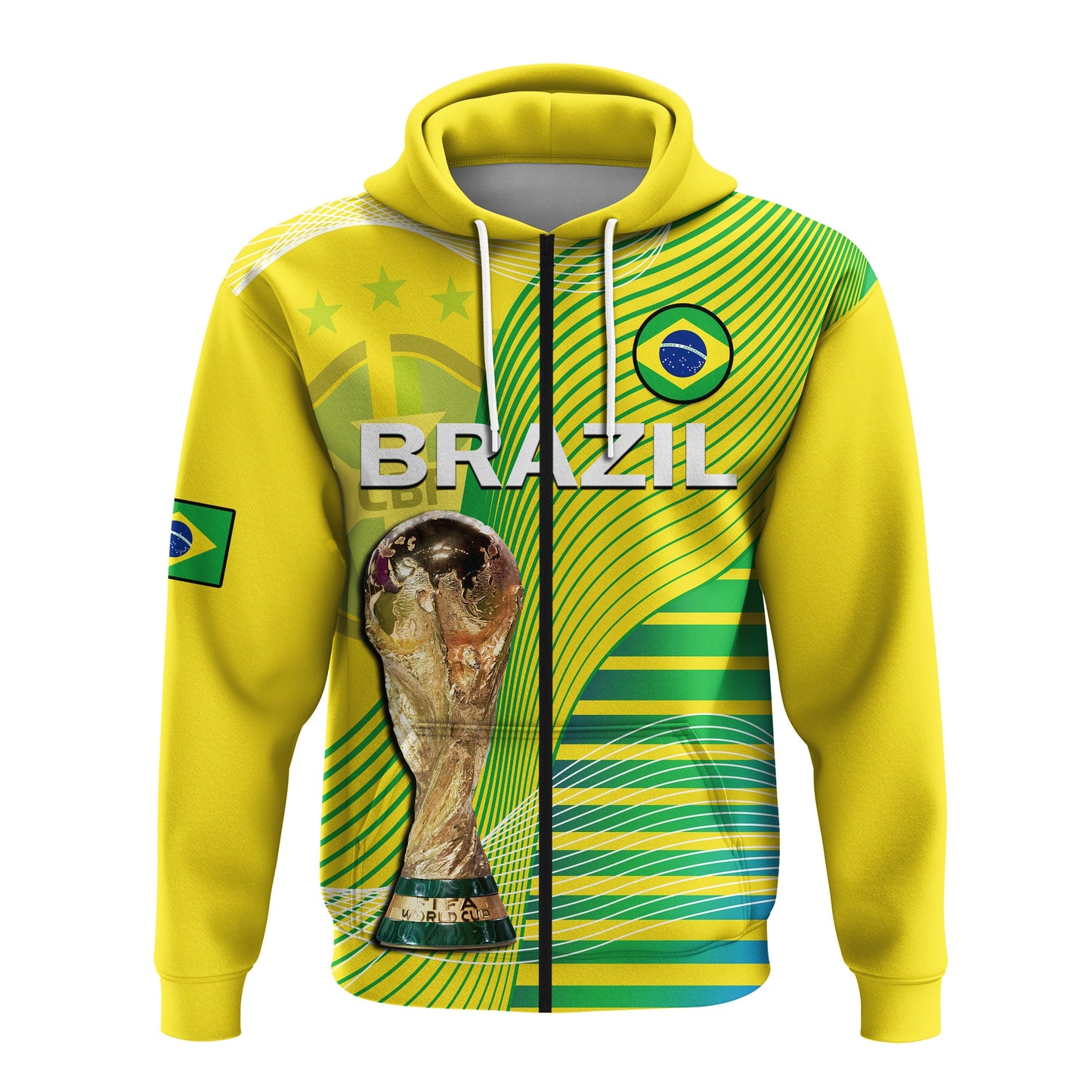 Custom Brazil Football Hoodie Canarinha Champions WC 2022