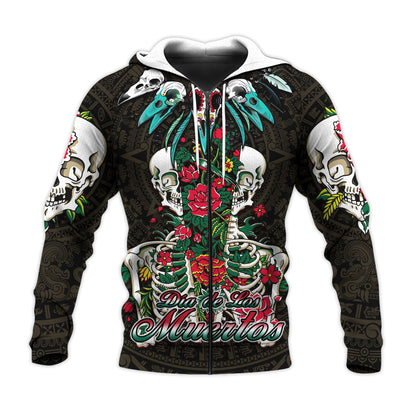 Mexico Hoodie Floral Skull Dia De Los Muertos