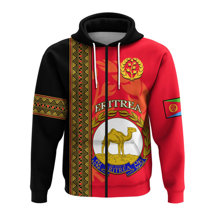 Eritrea Hoodie African Pattern Happy Independence Day Version Black