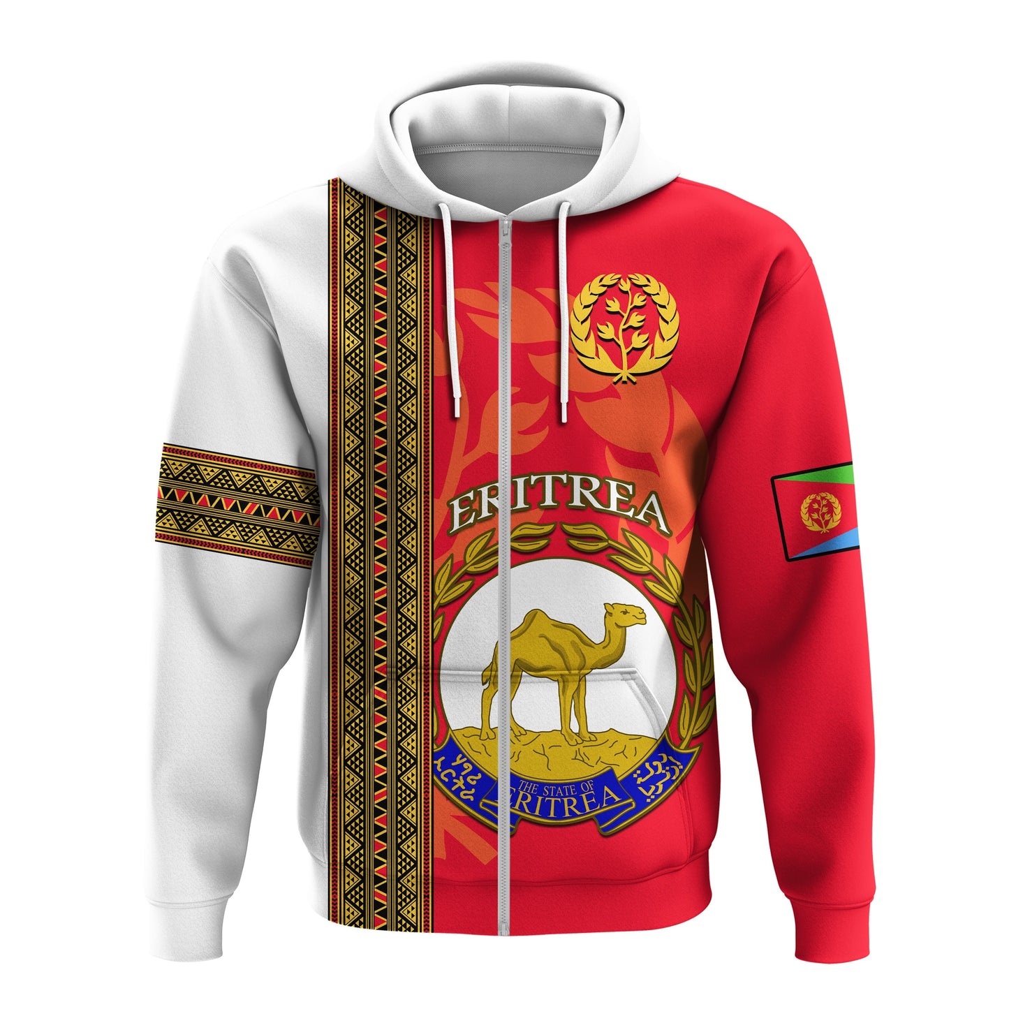 Eritrea Hoodie African Pattern Happy Independence Day Version White