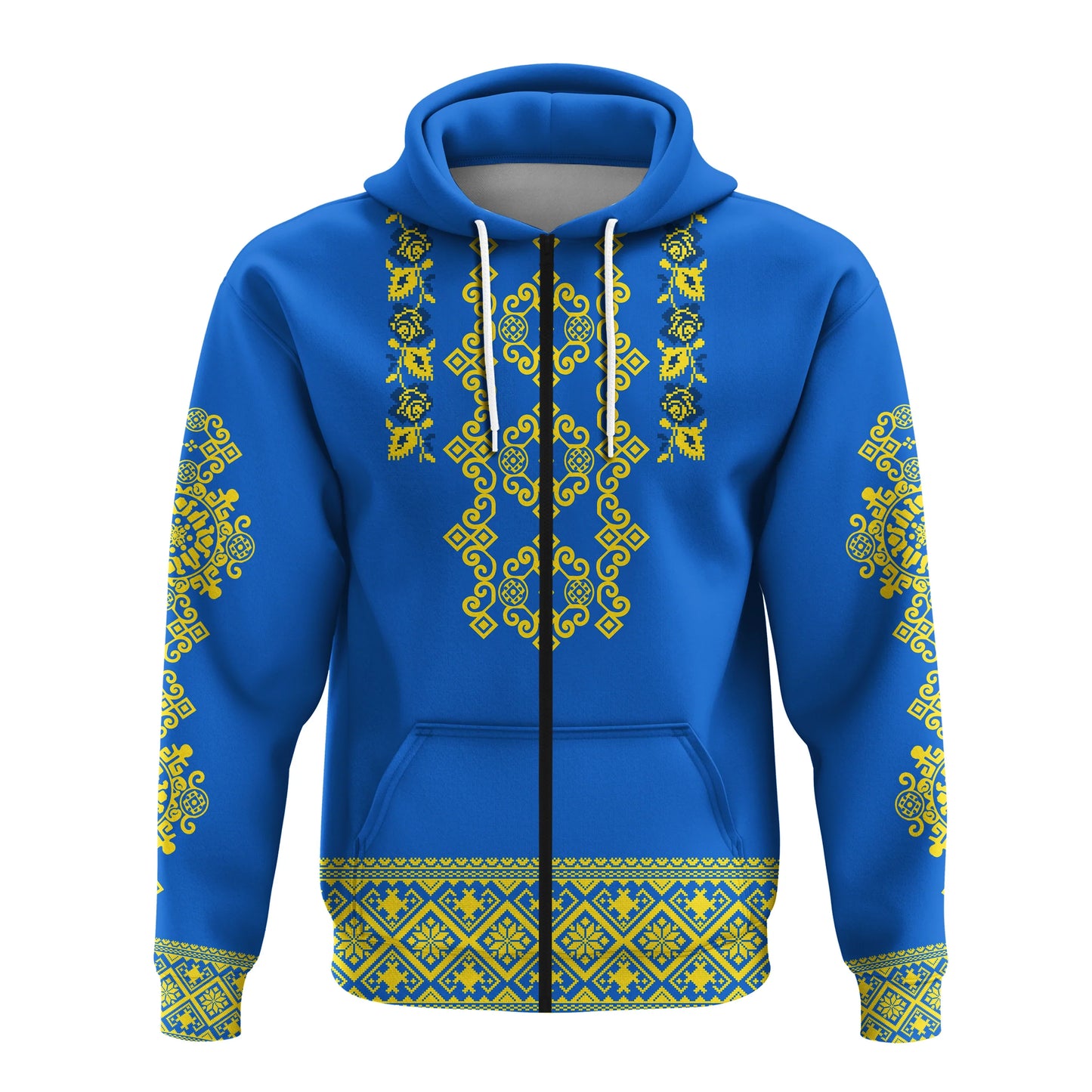 Custom Ukraine Hoodie Yellow Ukrainian Folk
