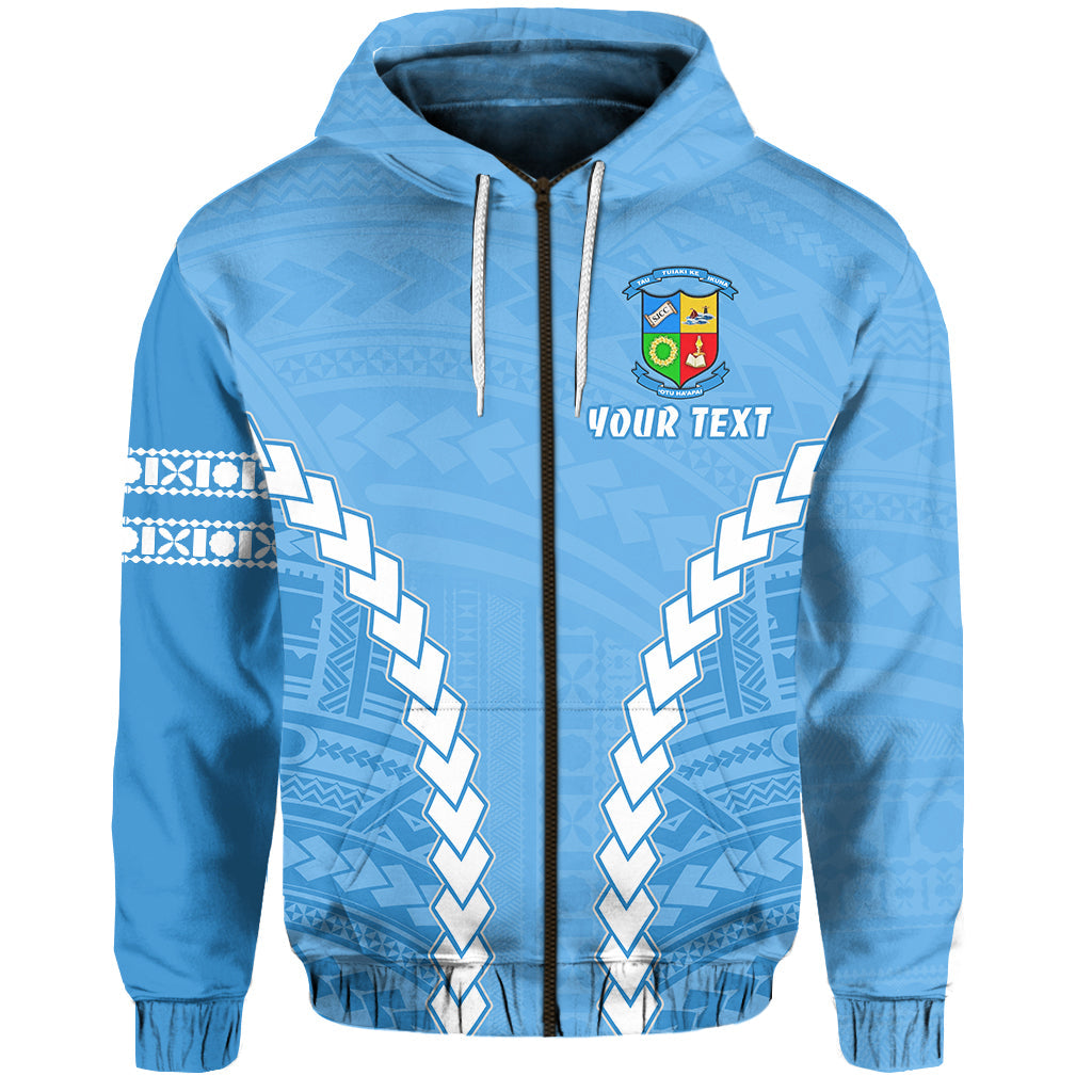 ( Personalised) ('OTU HA'APAI) Blue Zip Hoodie Mix Polynesian